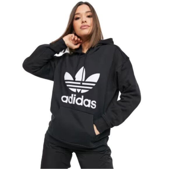 adidas Originals Women's Black Trefoil Hoodie SMALL - Picture 1 of 6
